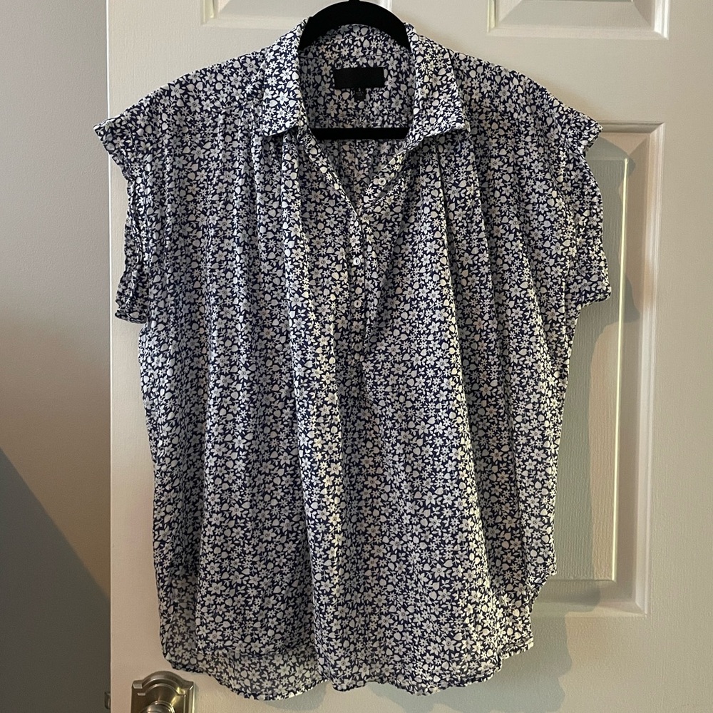 Nili Lotan Floral Blue Normandy Blouse S